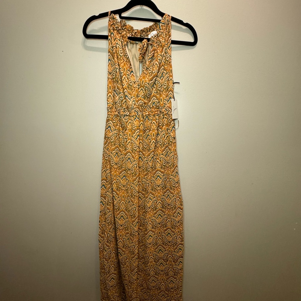Orange Patterned Sleeveless Dress